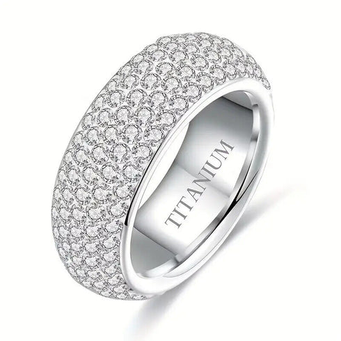 Exquisite Pave Titanium Multi Row Shiny Cubic Zirconia Men & Women Ring